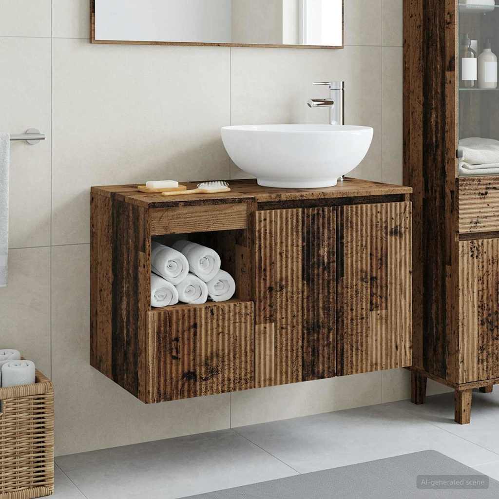 vidaXL Bathroom Furniture Set 2 pcs Old Wood Engineered Wood 1