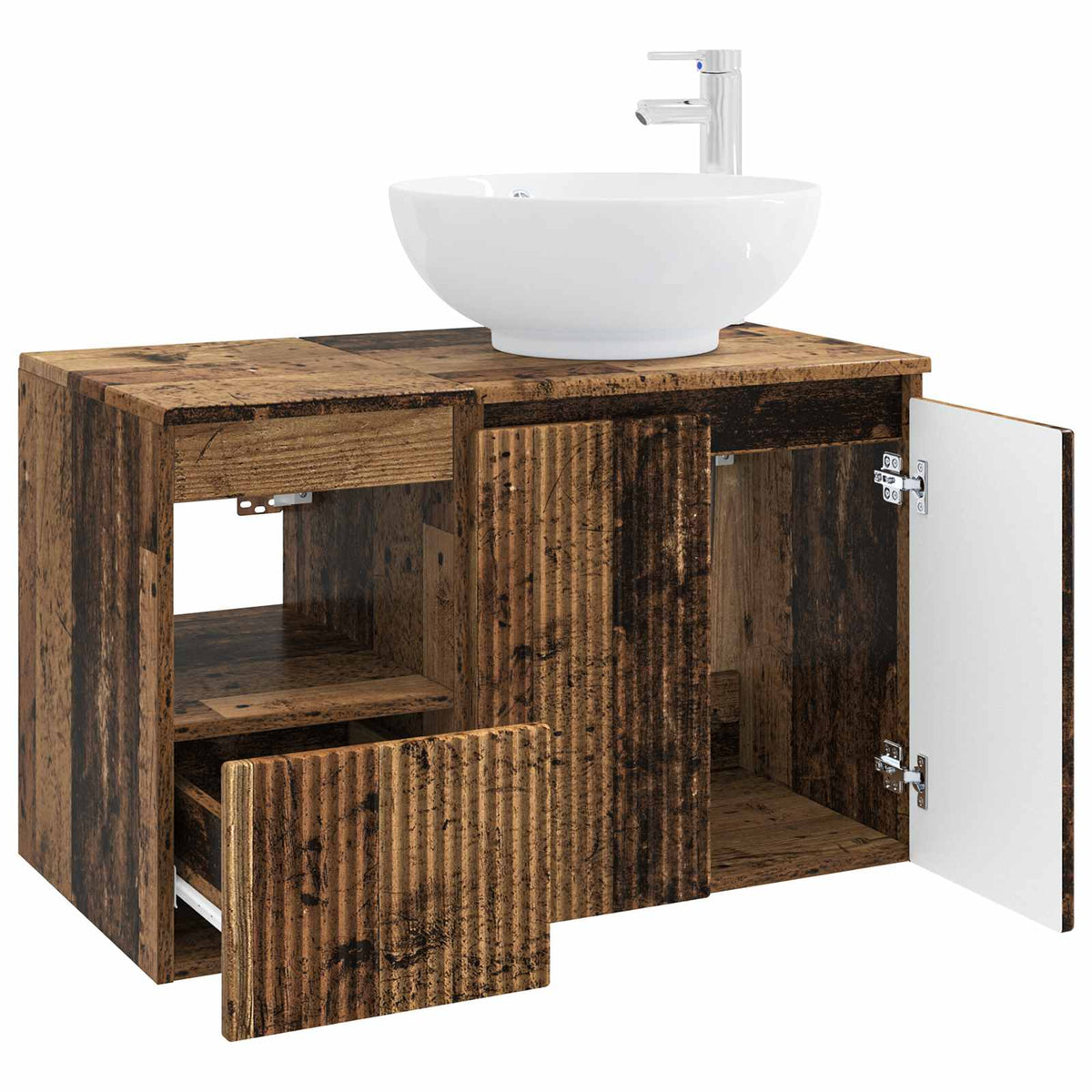 vidaXL Bathroom Furniture Set 2 pcs Old Wood Engineered Wood 4