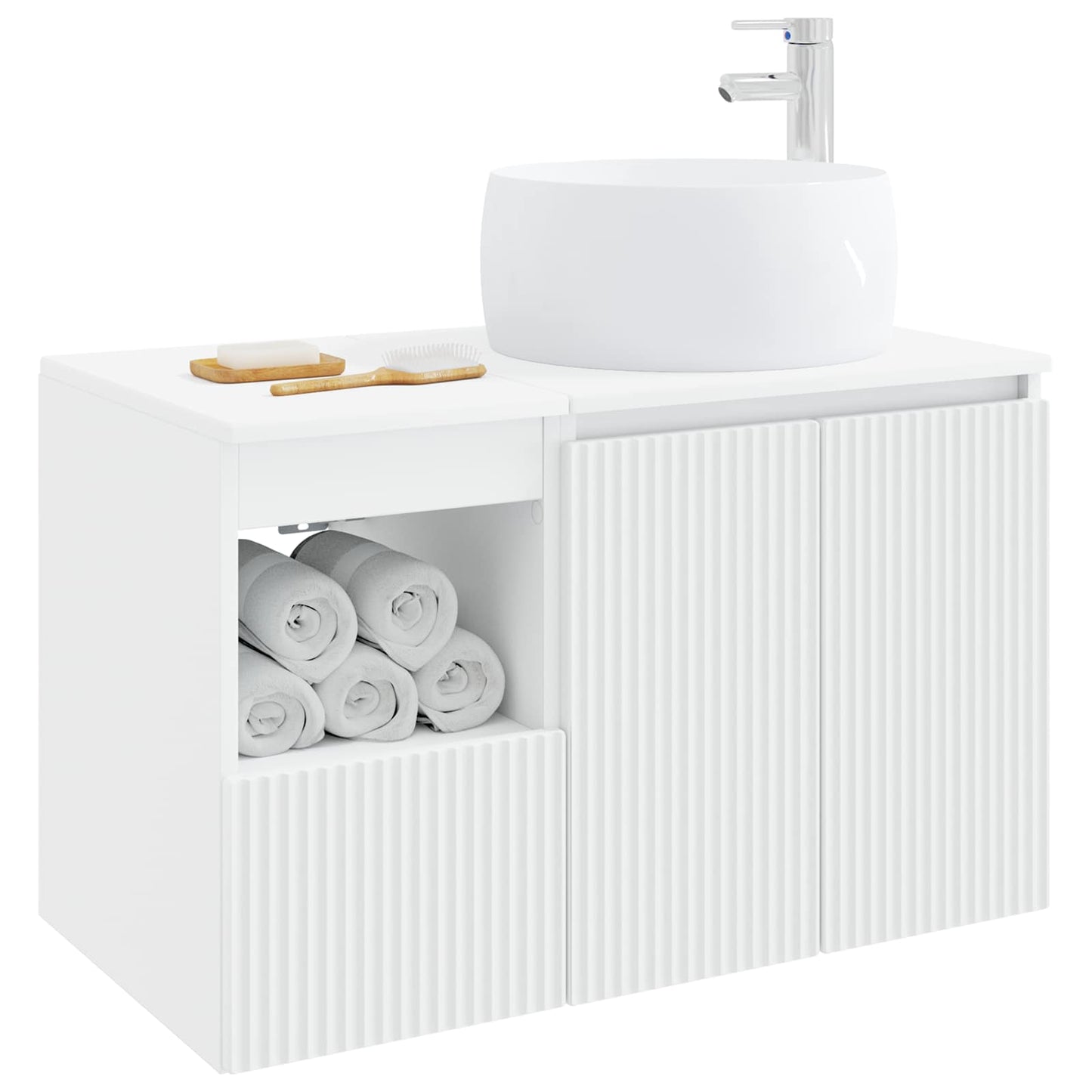 vidaXL Bathroom Furniture Set 2 pcs White Engineered Wood 3