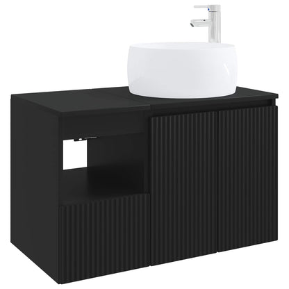 vidaXL Bathroom Furniture Set 2 pcs Black Engineered Wood 2