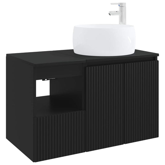 vidaXL Bathroom Furniture Set 2 pcs Black Engineered Wood 2