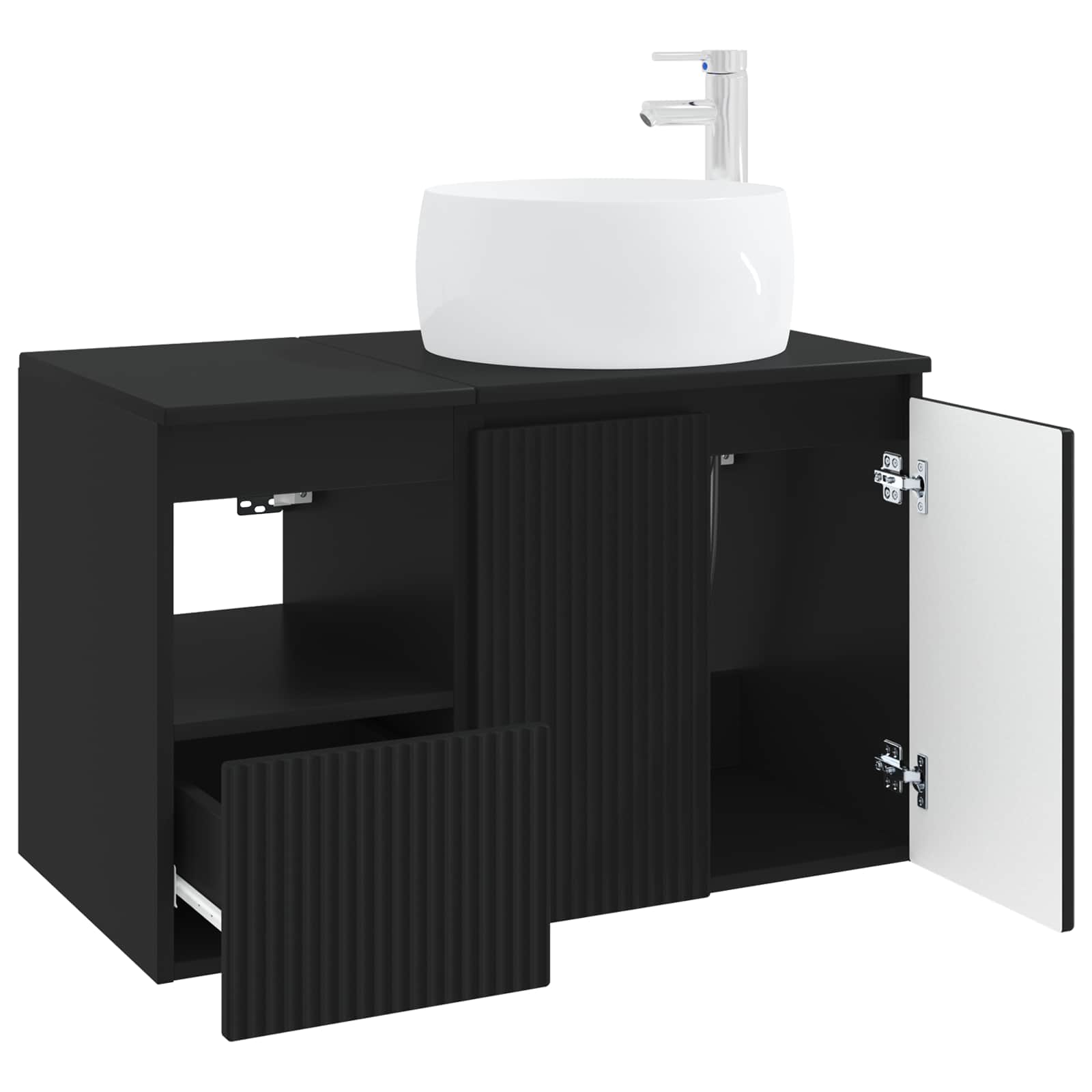 vidaXL Bathroom Furniture Set 2 pcs Black Engineered Wood 4