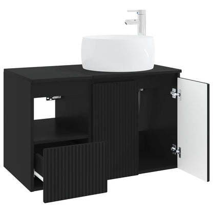 vidaXL Bathroom Furniture Set 2 pcs Black Engineered Wood 4