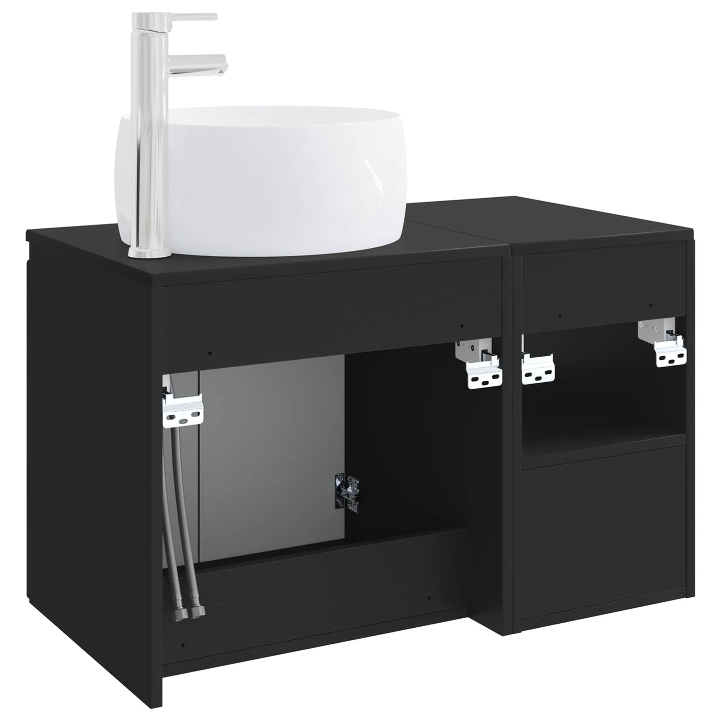 vidaXL Bathroom Furniture Set 2 pcs Black Engineered Wood 6