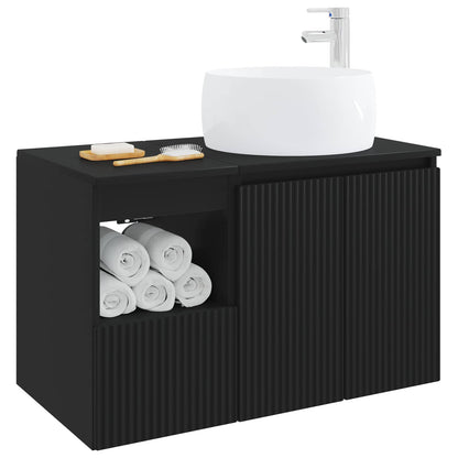 vidaXL Bathroom Furniture Set 2 pcs Black Engineered Wood 3