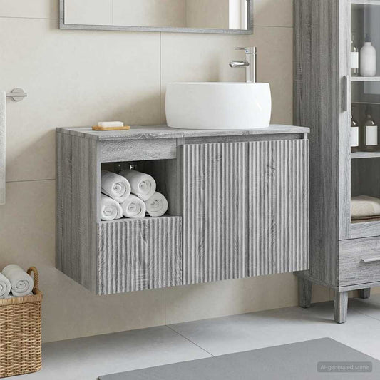 vidaXL Bathroom Furniture Set 2 pcs Grey Sonoma Engineered Wood 1