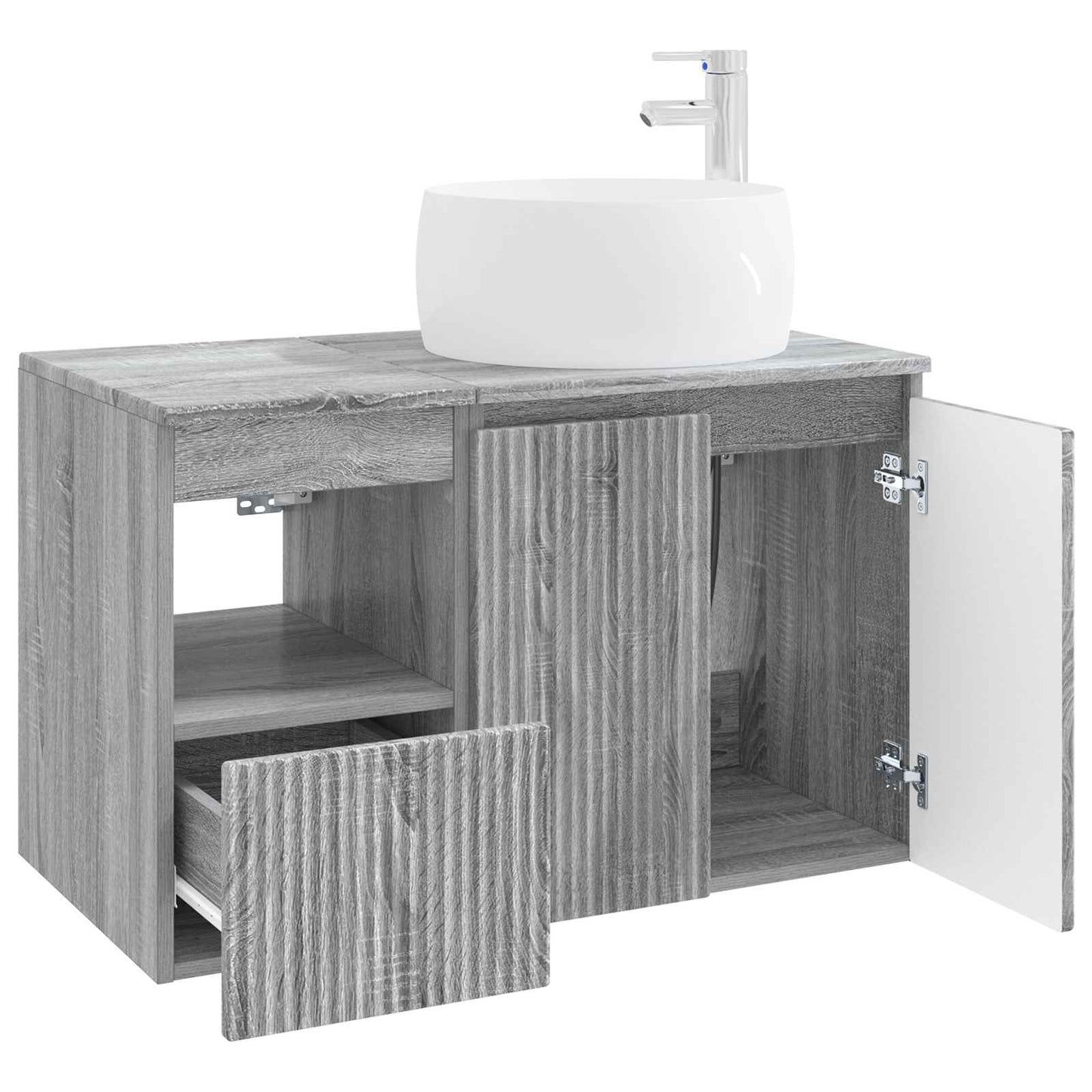 vidaXL Bathroom Furniture Set 2 pcs Grey Sonoma Engineered Wood 4