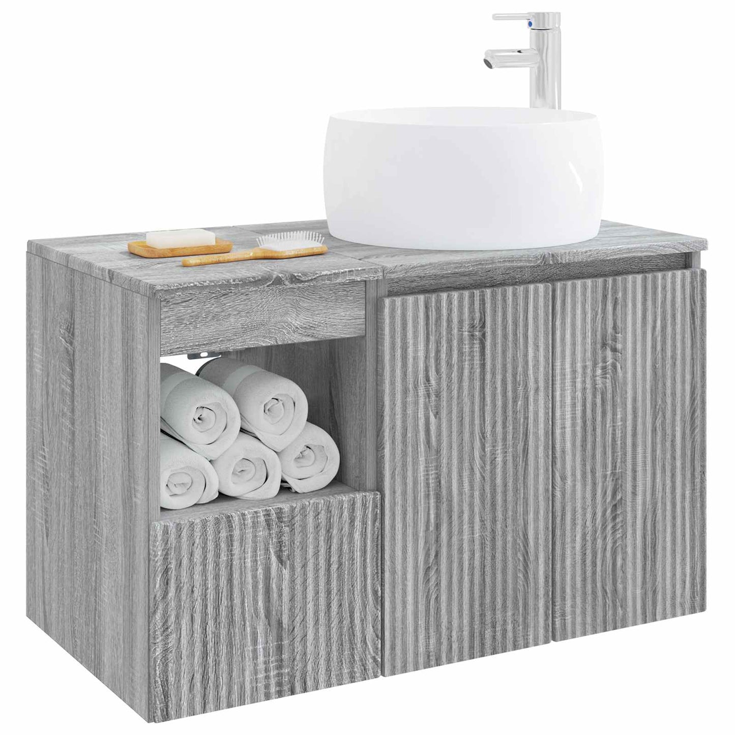 vidaXL Bathroom Furniture Set 2 pcs Grey Sonoma Engineered Wood 3