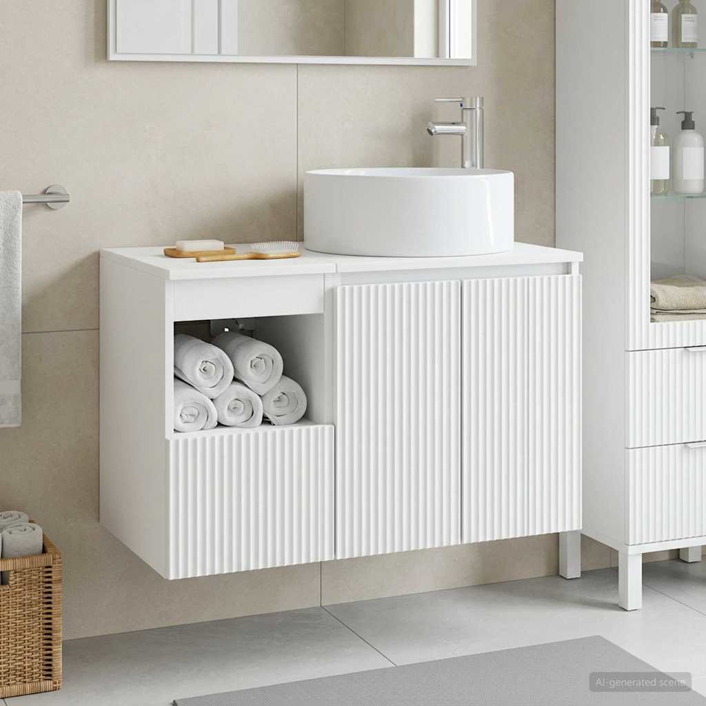 vidaXL Bathroom Furniture Set 2 pcs White Engineered Wood 1