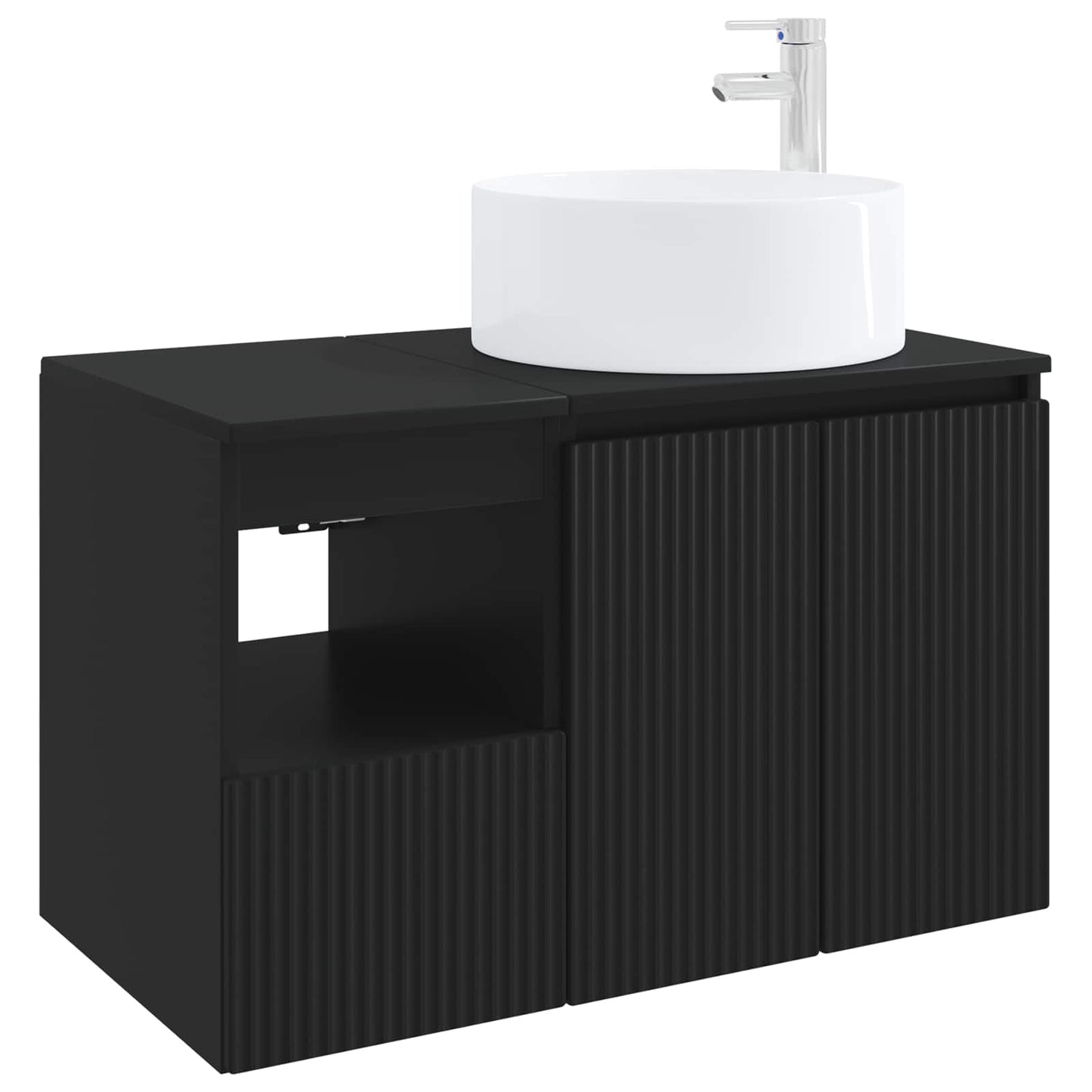 vidaXL Bathroom Furniture Set 2 pcs Black Engineered Wood 2
