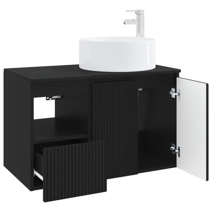 vidaXL Bathroom Furniture Set 2 pcs Black Engineered Wood 4