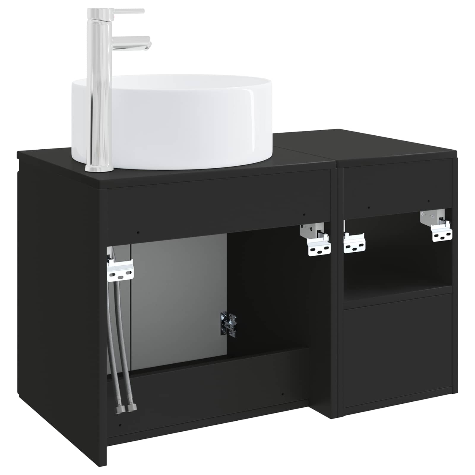 vidaXL Bathroom Furniture Set 2 pcs Black Engineered Wood 6