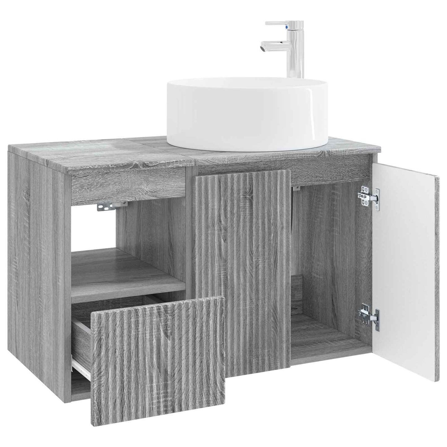 vidaXL Bathroom Furniture Set 2 pcs Grey Sonoma Engineered Wood 4