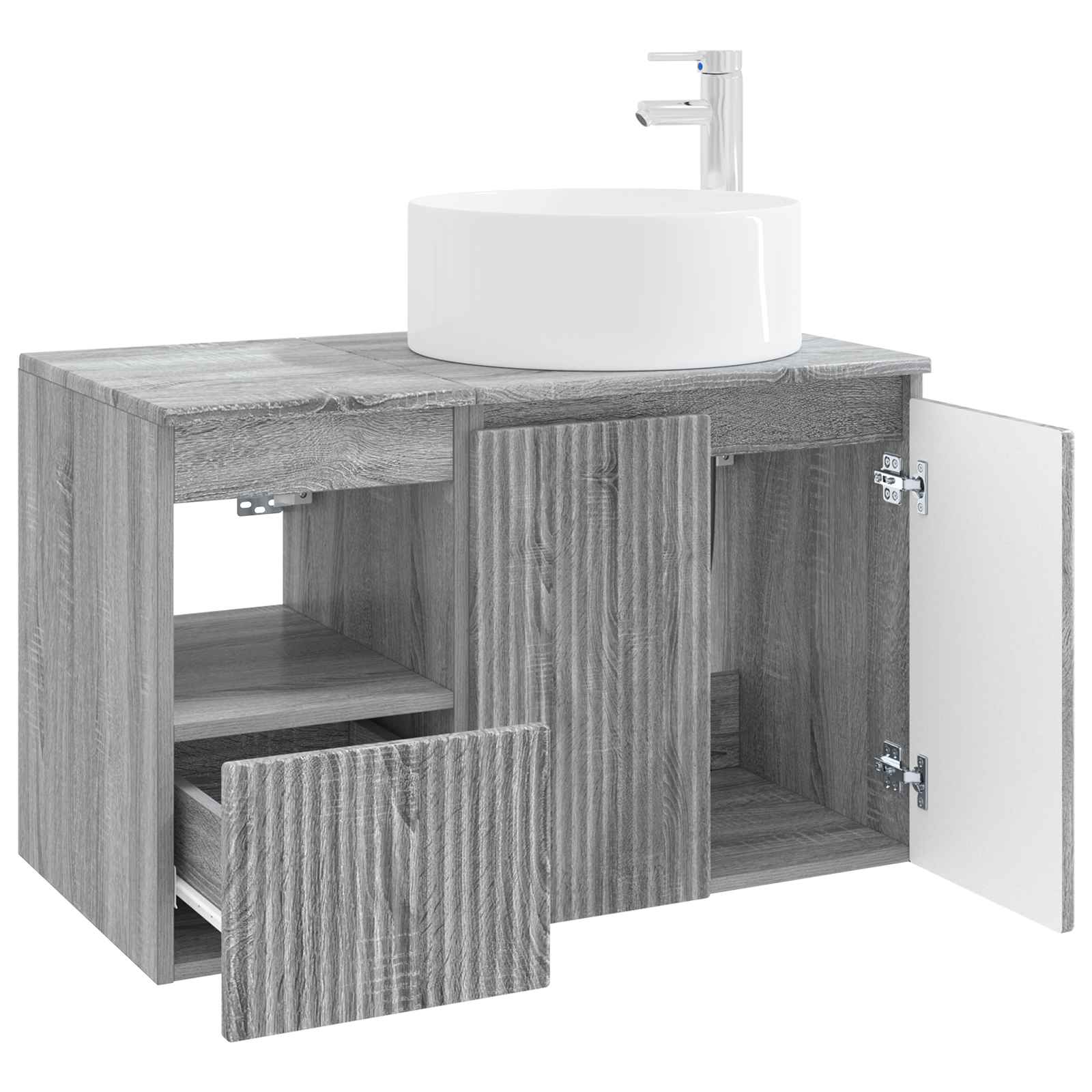 vidaXL Bathroom Furniture Set 2 pcs Grey Sonoma Engineered Wood 4