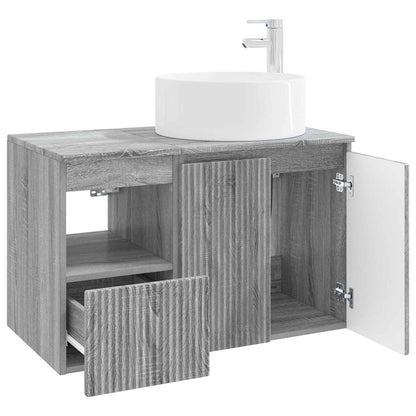 vidaXL Bathroom Furniture Set 2 pcs Grey Sonoma Engineered Wood 4