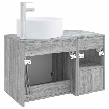 vidaXL Bathroom Furniture Set 2 pcs Grey Sonoma Engineered Wood 6