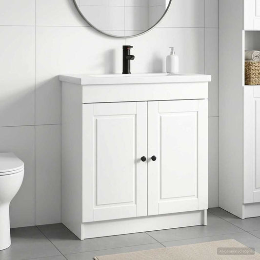vidaXL Bathroom Furniture Set High Gloss White 78.5 x 37.5 x 81 cm 1