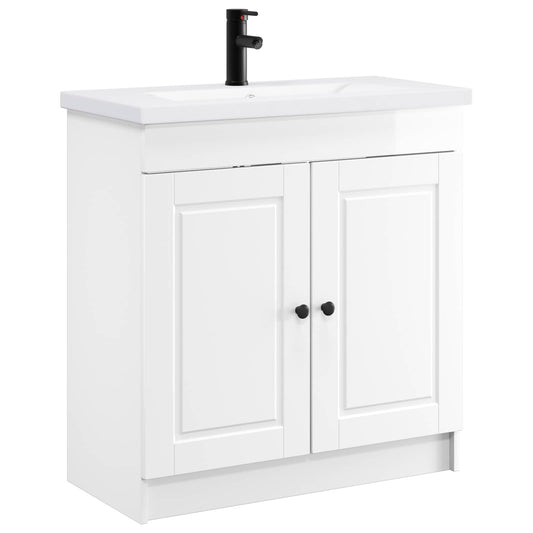 vidaXL Bathroom Furniture Set High Gloss White 78.5 x 37.5 x 81 cm 2