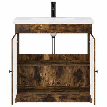 vidaXL Bathroom Furniture Set Smoked Oak 78.5 x 37.5 x 81 cm 3