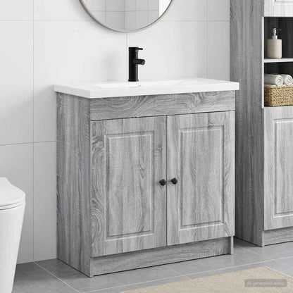 vidaXL Bathroom Furniture Set Grey Sonoma 78.5 x 37.5 x 81 cm 1