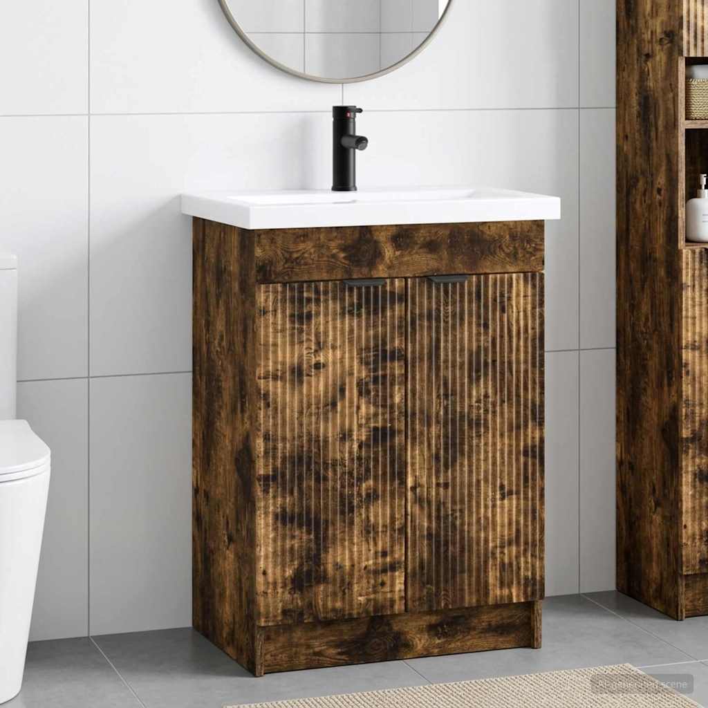 vidaXL Bathroom Furniture Set Smoked Oak 78.5 x 37.5 x 81 cm 1