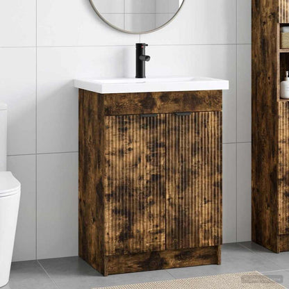 vidaXL Bathroom Furniture Set Smoked Oak 78.5 x 37.5 x 81 cm 1