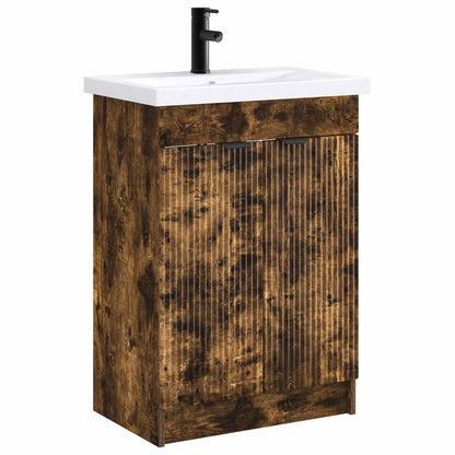 vidaXL Bathroom Furniture Set Smoked Oak 78.5 x 37.5 x 81 cm 2