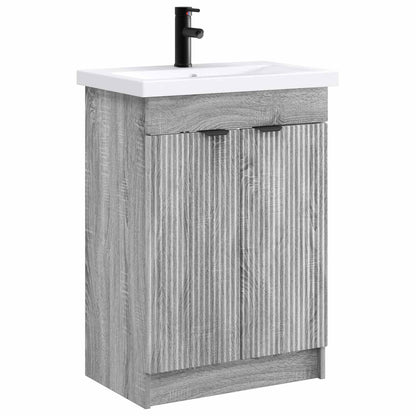 vidaXL Bathroom Furniture Set Grey Sonoma 78.5 x 37.5 x 81 cm 2