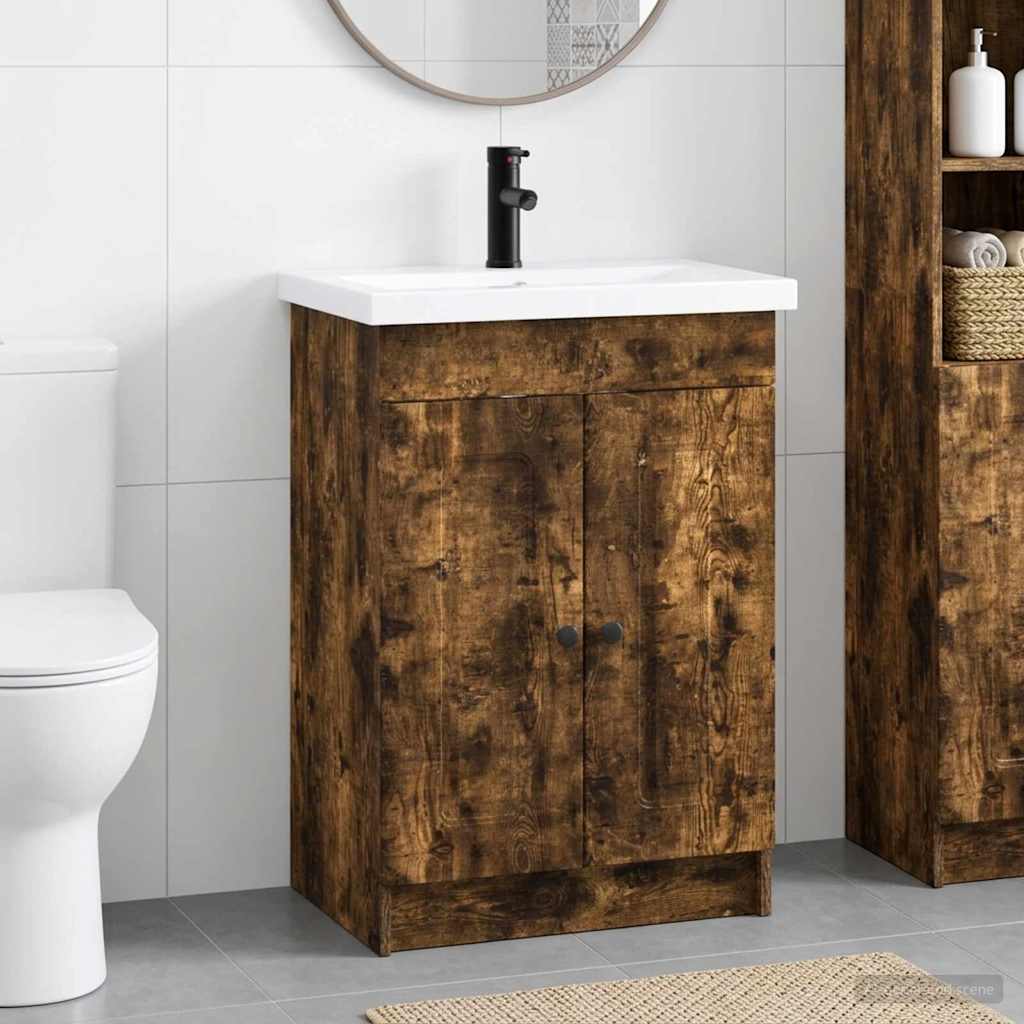vidaXL Bathroom Furniture Set Smoked Oak 78.5 x 37.5 x 81 cm 1