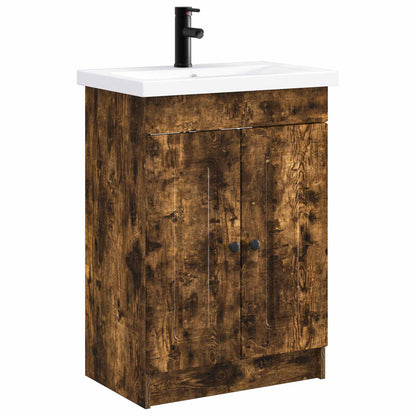 vidaXL Bathroom Furniture Set Smoked Oak 78.5 x 37.5 x 81 cm 2