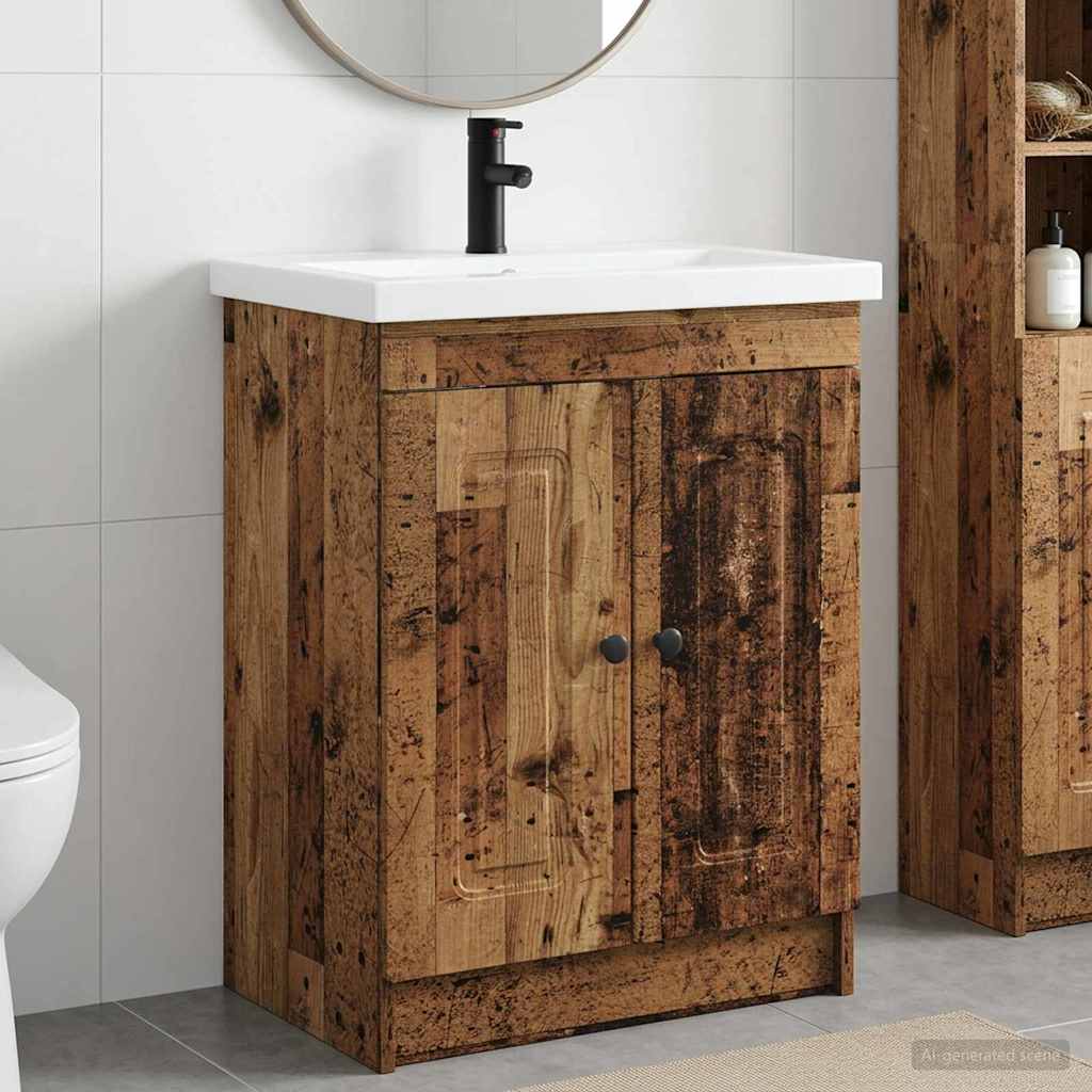vidaXL Bathroom Furniture Set Old Wood 78.5 x 37.5 x 81 cm 1