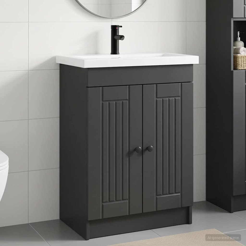 vidaXL Bathroom Furniture Set Black 78.5 x 37.5 x 81 cm 1