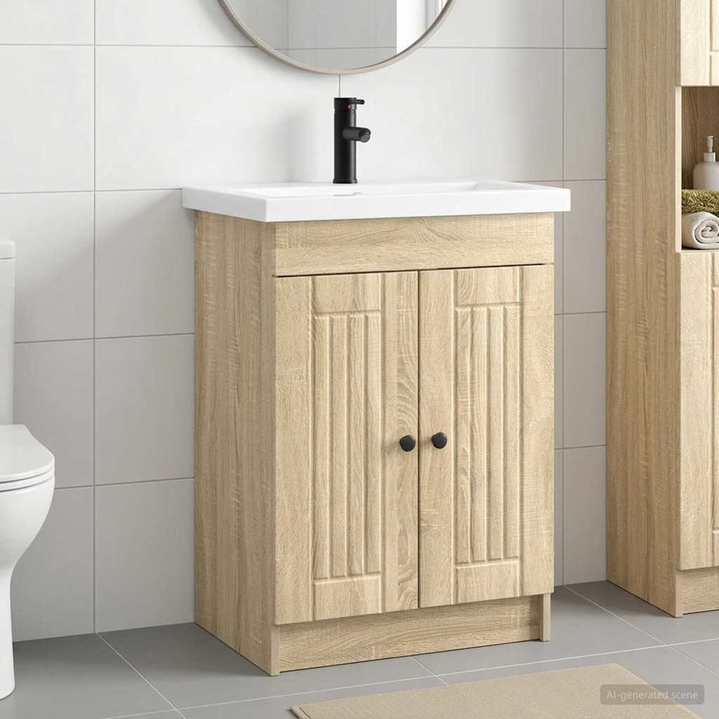 vidaXL Bathroom Furniture Set Sonoma Oak 78.5 x 37.5 x 81 cm 1