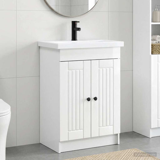 vidaXL Bathroom Furniture Set High Gloss White 78.5 x 37.5 x 81 cm 1