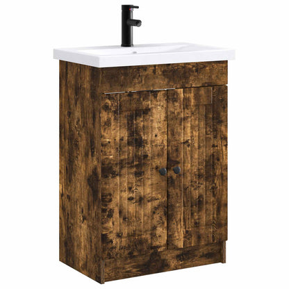 vidaXL Bathroom Furniture Set Smoked Oak 78.5 x 37.5 x 81 cm 2