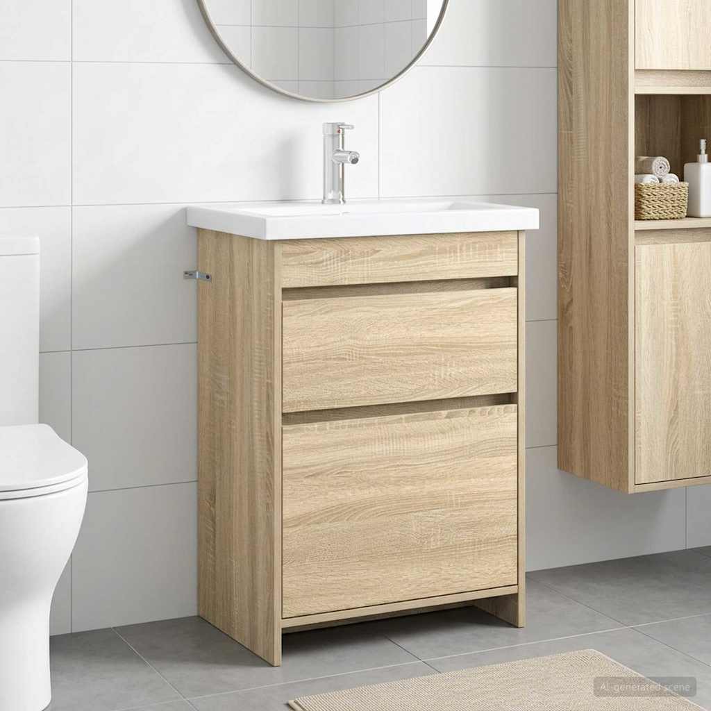 vidaXL Bathroom Furniture Set Sonoma Oak 61 x 40 x 84.5 cm 1