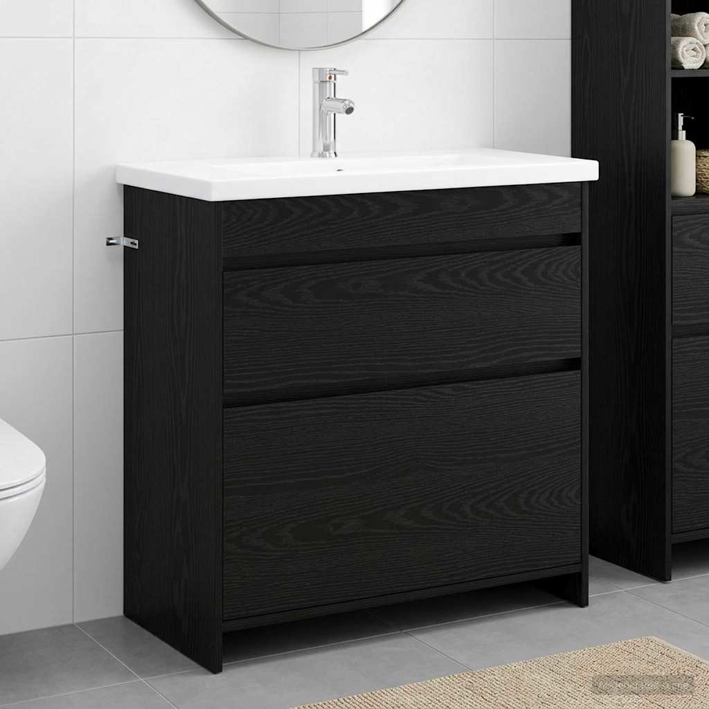 vidaXL Bathroom Furniture Set Black Oak 81 x 40 x 84.5 cm 1