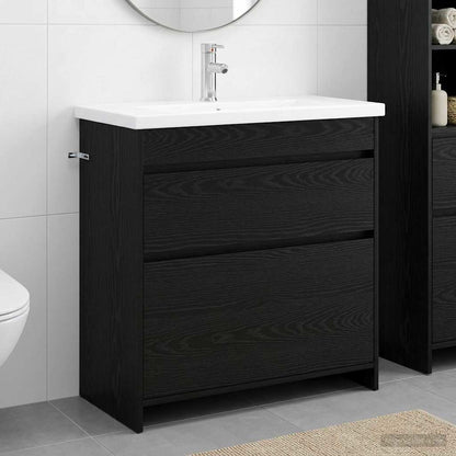 vidaXL Bathroom Furniture Set Black Oak 81 x 40 x 84.5 cm 1