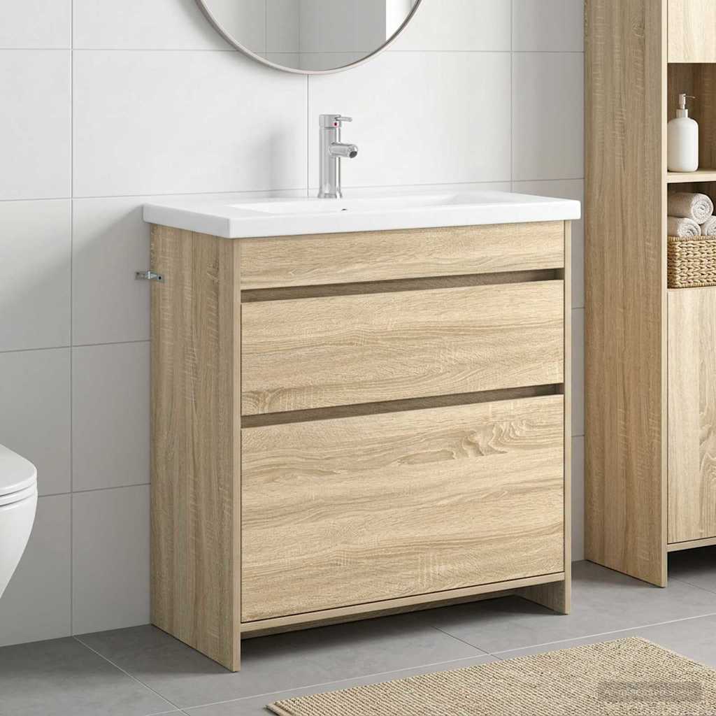 vidaXL Bathroom Furniture Set Sonoma Oak 81 x 40 x 84.5 cm 1