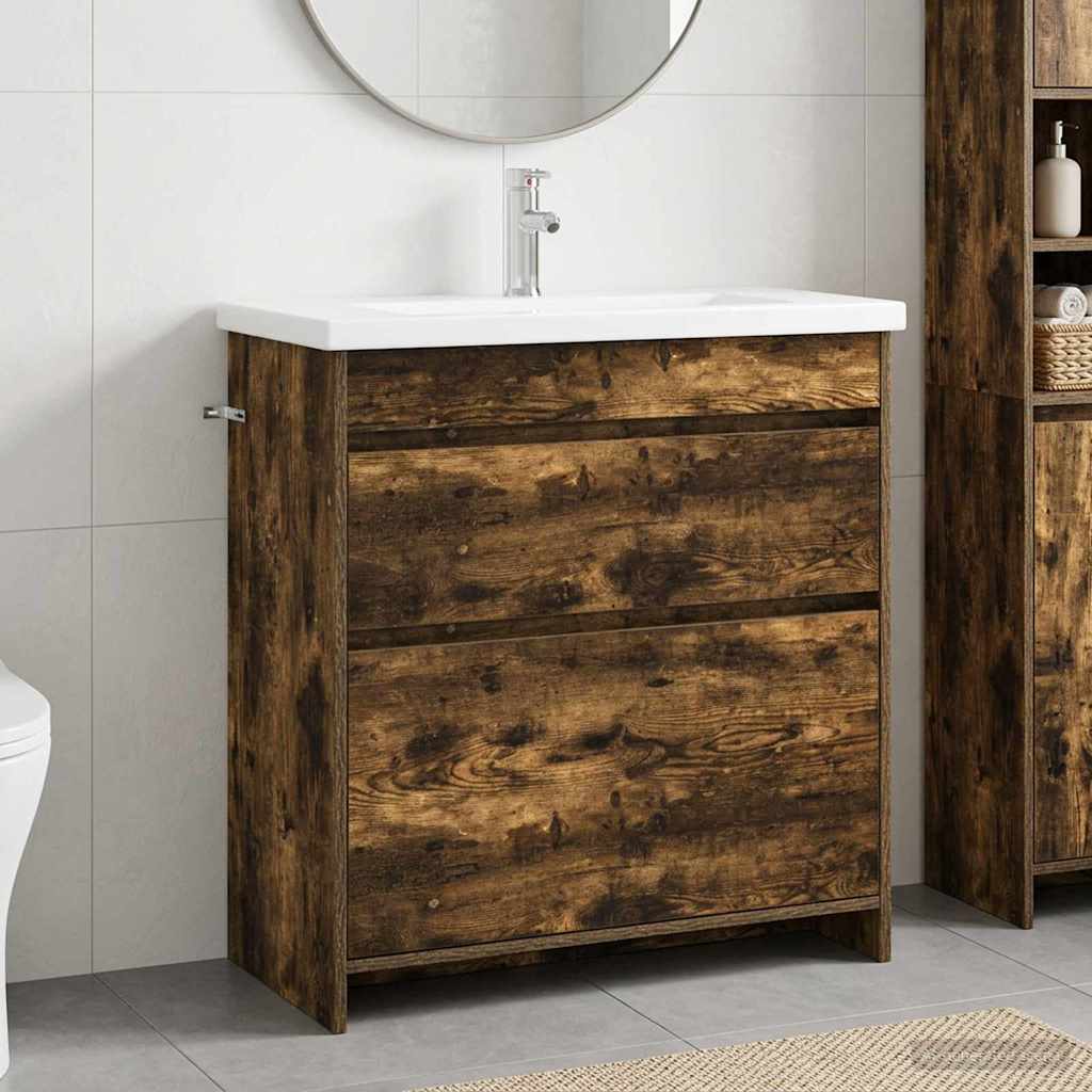 vidaXL Bathroom Furniture Set Smoked Oak 81 x 40 x 84.5 cm 1
