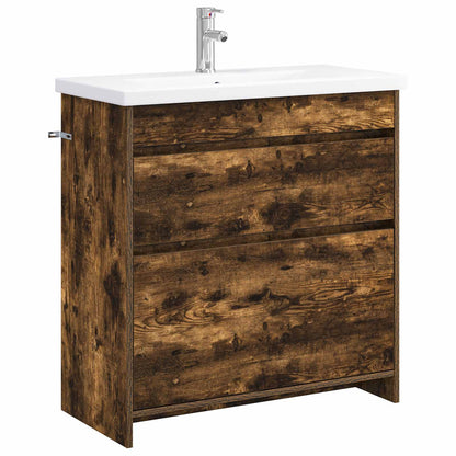 vidaXL Bathroom Furniture Set Smoked Oak 81 x 40 x 84.5 cm 2