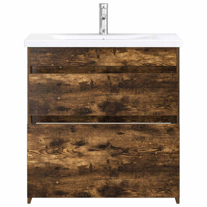 vidaXL Bathroom Furniture Set Smoked Oak 81 x 40 x 84.5 cm 3