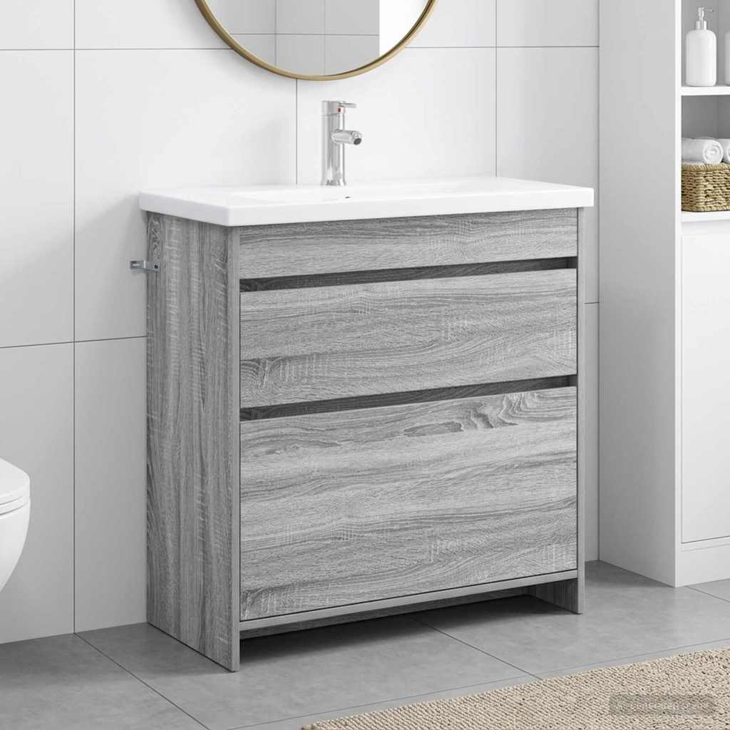 vidaXL Bathroom Furniture Set Grey Sonoma 81 x 40 x 84.5 cm 1