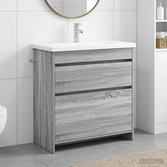 vidaXL Bathroom Furniture Set Grey Sonoma 81 x 40 x 84.5 cm 1