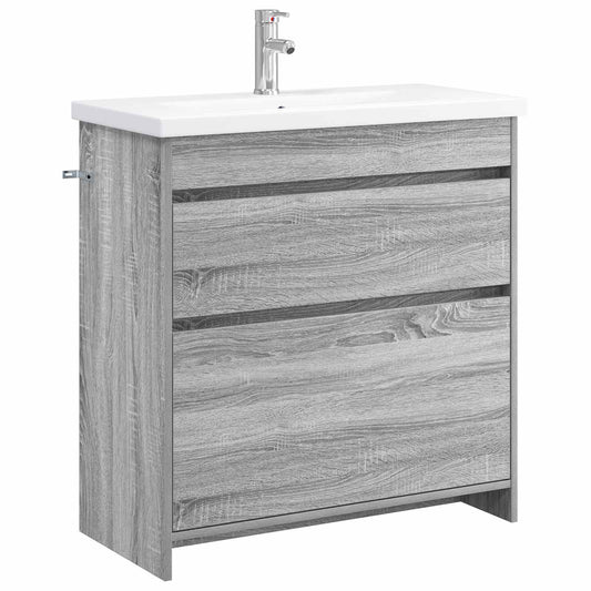 vidaXL Bathroom Furniture Set Grey Sonoma 81 x 40 x 84.5 cm 2