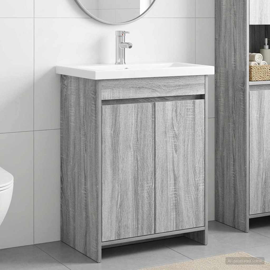 vidaXL Bathroom Furniture Set Grey Sonoma 61 x 40 x 84.5 cm 1