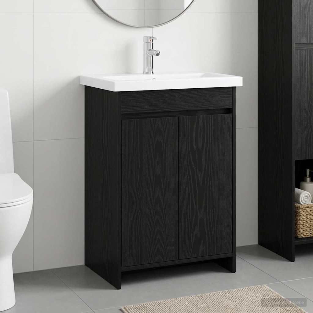 vidaXL Bathroom Furniture Set Black Oak 81 x 40 x 84.5 cm 1
