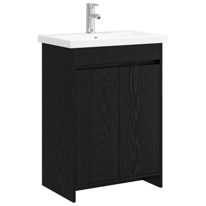 vidaXL Bathroom Furniture Set Black Oak 81 x 40 x 84.5 cm 2
