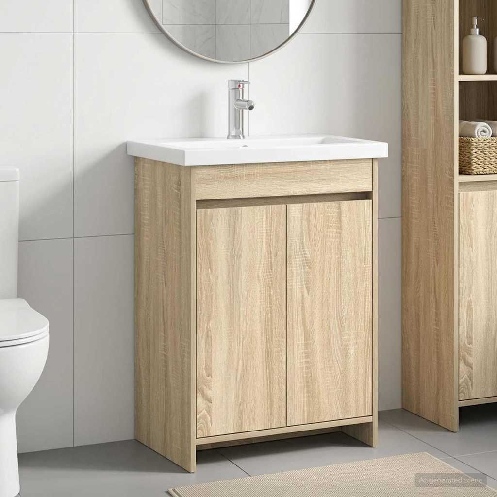 vidaXL Bathroom Furniture Set Sonoma Oak 81 x 40 x 84.5 cm 1