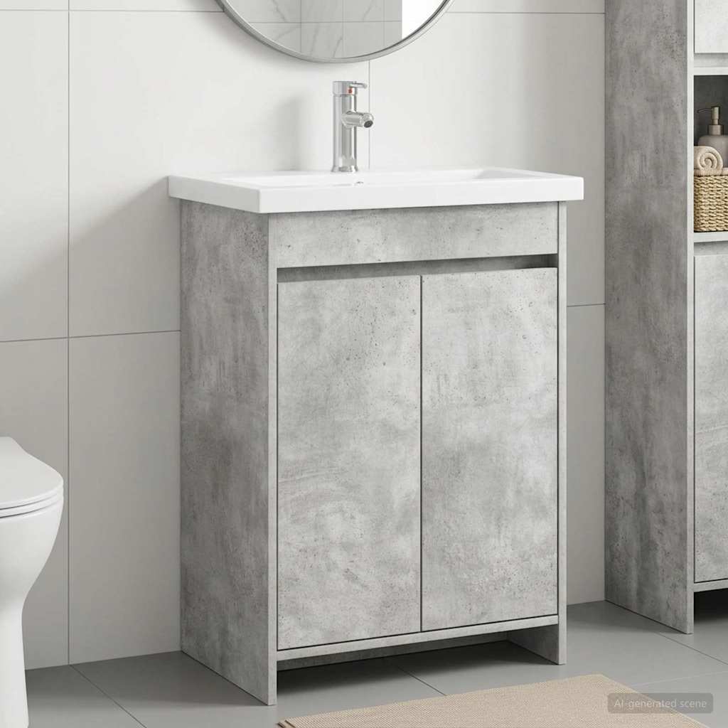 vidaXL Bathroom Furniture Set Concrete Grey 81 x 40 x 84.5 cm 1
